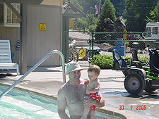 Dave and Hunter in the pool.