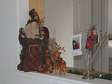 Santa and deer upstairs.