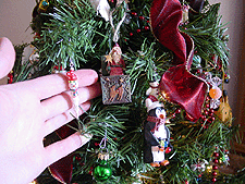 Mini tree with little ornaments.