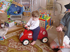 Hunter on his car.