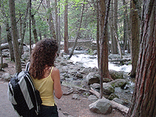 Heidi on the trail to Bridal Veil Falls.