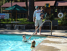 Dave & Ryder watch Huter & Jordan in the pool