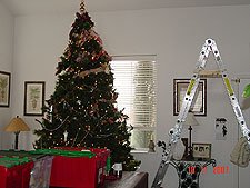 Starting to decorate the big tree.