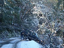 An unlucky driver on the way down!