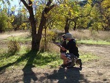 Dave helps Hunter shoot the .22