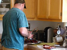 Dave getting the ribs ready