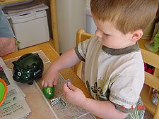 Hunter has candy and money in his eggs...