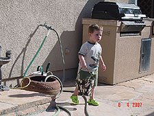 Hunter looking for eggs.