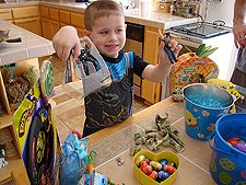 Hunter's likes his Easter presents!
