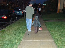 Hunter trick-or-treating.