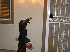 Hunter trick-or-treating.