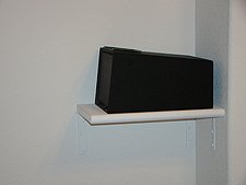 handgun box on newly-painted shelf