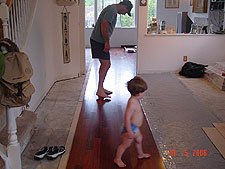 Hunter and Dave check out the stairs.