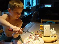 Hunter lighting the candles