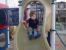 Hunter on the slide