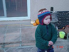 Hunter bundled up for the cold.