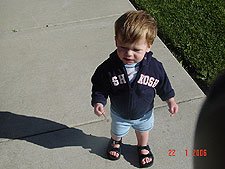 Hunter on his way to play...