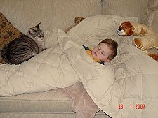 Hunter napping with Lily