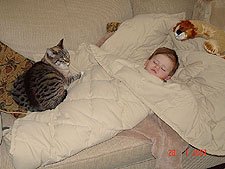 Hunter napping with Lily