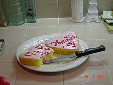 Hunter's finished heart cakes