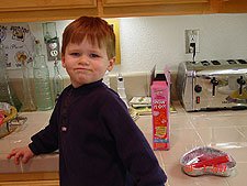 Hunter ready to bake heart cakes