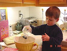 Hunter pours the water in