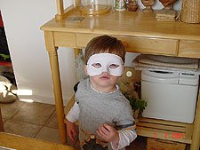 Hunter wearing his mask before it is painted.