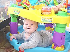 Hunter thinks he can hide from mommy...