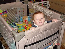 In the playpen.