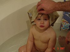 Hunter taking a bath.