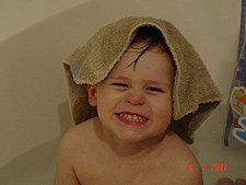 Hunter taking a bath.