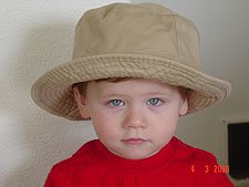 Hunter in his new hat.