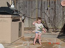 Hunter throwing water balloons