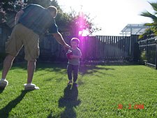 Dave giving Hunter pointers on football