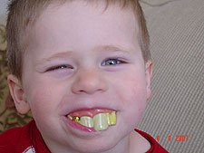 Hunter wearing his pirate hat.