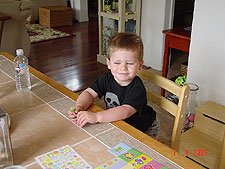 Hunter ready to color eggs.