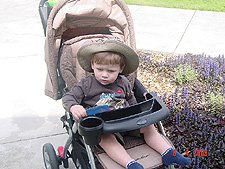 Hunter shopping with mommy in his stroller.