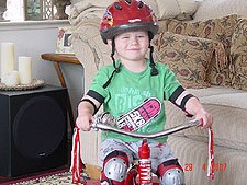 Hunter all ready -- knee pads, elbow pads and all!.