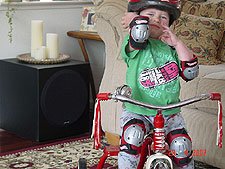 Hunter shows his elbow pads.