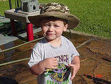 Hunter getting wet again...