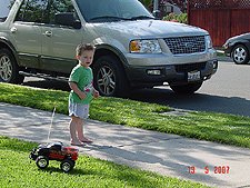 Hunter watches his truck go...
