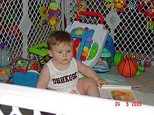 Hunter looking at his new book.