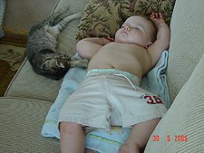 Hunter and baby Allie taking a nap.