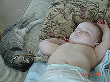 Hunter and baby Allie taking a nap.