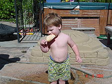 Hunter eating ice cream