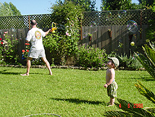 Dave blowing bubbles.