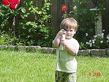 Hunter loves to spray things with water...