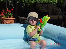 Hunter with his water gun.