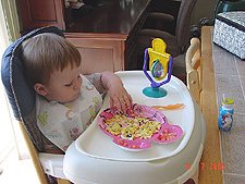 Hunter loves his eggs & cheese!