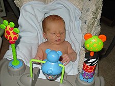 Getting used to his swing.